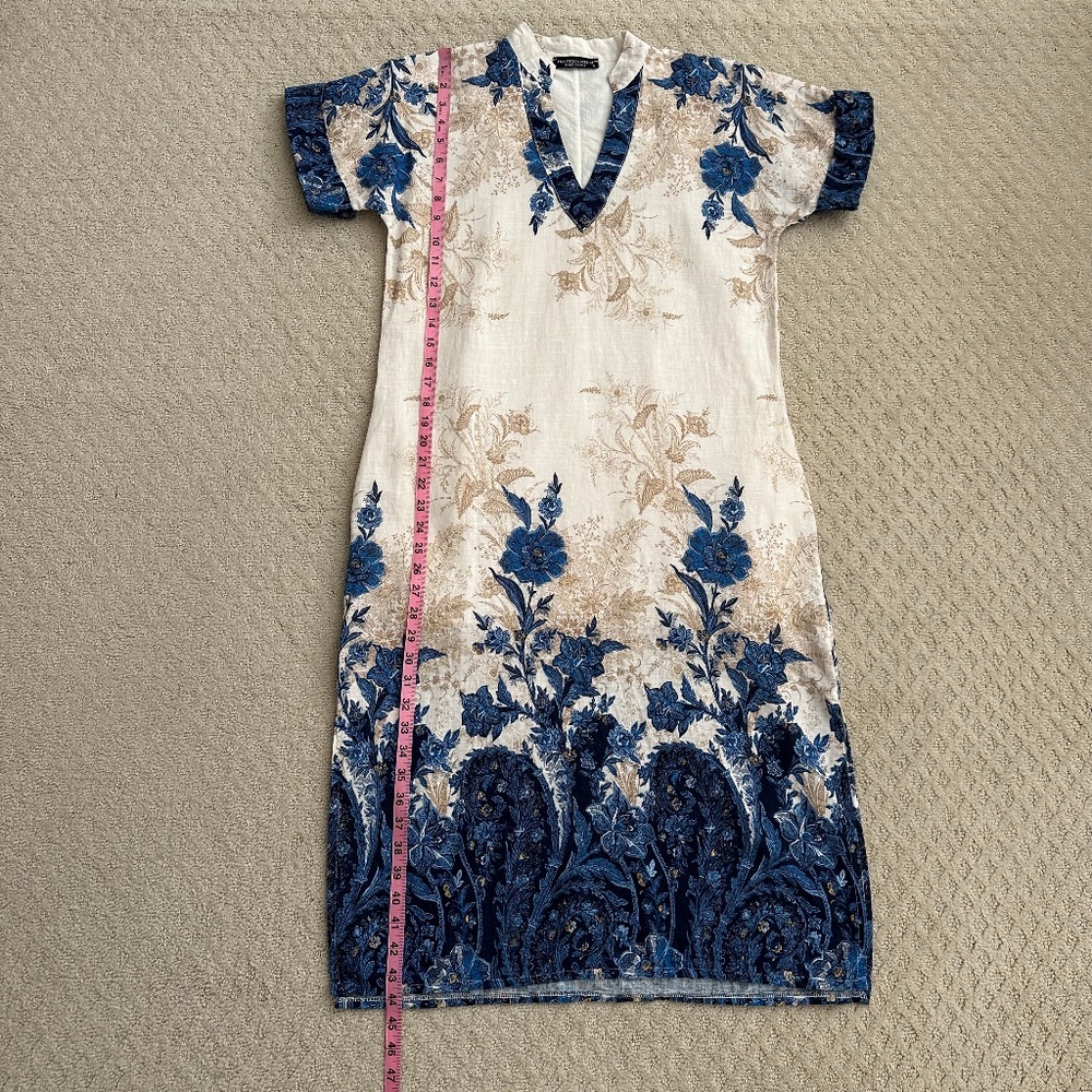 Francesca Bettini Linen Blend Floral Shift Dress Small Summer Vacation Casual - Picture 14 of 15